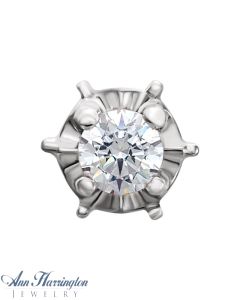 14k White Gold .01-.54 ct 6-Prong Round Illusion Plate Peg Head, B94