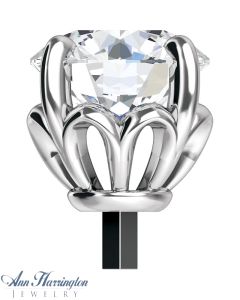 14k White, Yellow, Rose Gold Floral Filigree 4-7.5 mm Round 4 Prong Peg Head