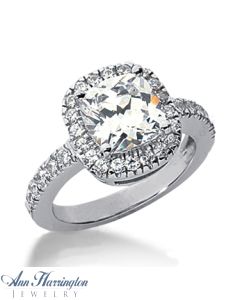 14k White or Yellow Gold .50 ct tw Diamond Halo Semi Mount Engagement Ring, 8x8 and 8.5x8.5 mm Cushion Cut Setting, C138