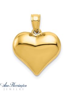 14K Yellow Gold 15x15 mm 3-D Puffed Heart Pendant