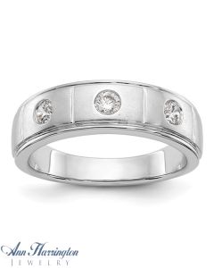 14k White Gold 1/3 ct tw Diamond 7 mm Men's Wedding Band