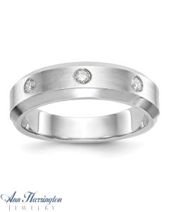 14k White Gold .15 ct tw Diamond 6 mm Men's Wedding Band 