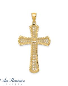 14k Yellow Gold 42x23 mm Filigree Cross Pendant
