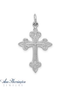 14k White or Yellow Gold 30x16 mm Fleur de Lis Cross Pendant