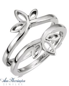 14k White, Yellow Gold or Platinum Leaf Open Work Design Ring Guard, D023