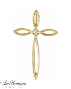 14k Yellow or White Gold .01 ct  Diamond 23 x 14.5 mm Cross Pendant