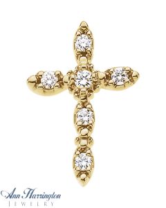 14k Yellow or White Gold 1/5 ct tw Diamond Cross 18 x 13 mm Pendant
