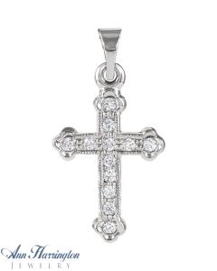 14k White or Yellow Gold 1/8 ct tw Diamond 16 x 11.5 mm Cross Pendant