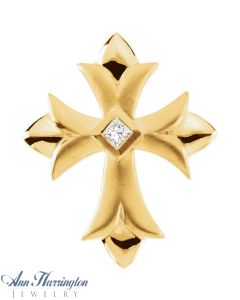 14k Yellow Gold 1/10 ct Diamond Cross Pendant