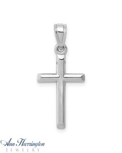 14k White Gold 26x13 mm Hollow Cross Pendant
