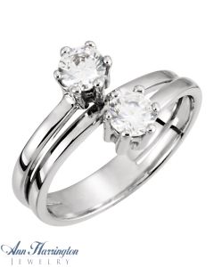 14k White or Yellow Gold 4.4 mm Round Bypass 2 Stone Ring Setting, D642