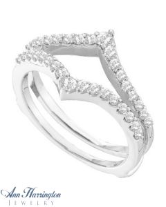 14k White or Yellow Gold 1/2 ct tw Diamond Chevron Antique Style Ring Guard, D6753