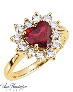 14k Yellow or White Gold 4x4, 5x5, 6x6 and 7x7 Heart Ring Setting, D780