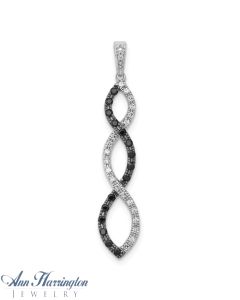14k White Gold 1/4 ct tw Black and White Diamond Twisted Pendant 