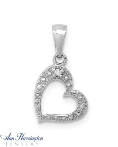 14k White Gold .01 ct Diamond 10x10 mm Heart Pendant
