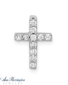 14k White Gold 1/5 ct tw Diamond Latin Cross 13x9 mm Pendant Chain Slide