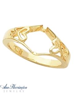 14k Yellow or White Gold Filigree Heart Ring Mounting