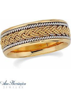 14k 2-Tone 8 mm Women's And Men's Hand Woven Comfort Fit Wedding Band, E0045