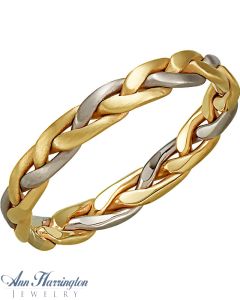 14k 2-Tone 3.5 mm Women's And Men's Hand Woven Comfort Fit Wedding Band, E0128