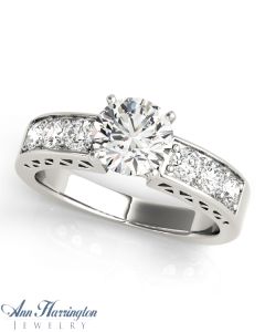 14k White or Yellow Gold 1/2 ct tw Diamond Engagement Ring, Semi Mounting