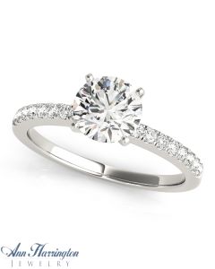14k White Gold 1/8 ct tw Diamond Antique Style Engagement Ring, Semi Mounting