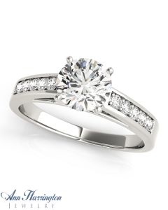 14k White Gold 1/5 ct tw Diamond Cathedral Engagement Ring, Semi Mounting