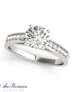 14k White Gold 1/5 ct tw Diamond Cathedral Engagement Ring, Semi Mounting