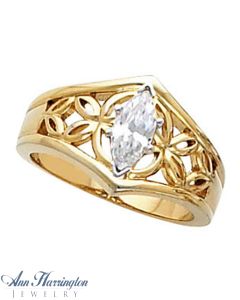 14k Yellow or White Gold Filigree Ring Mounting