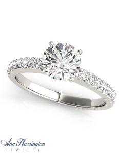 14k White Gold 1/8-1/3 ct tw Diamond Antique Style Engagement Ring, Semi Mounting