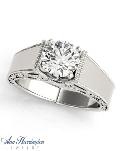 14k White Gold Cathedral Engagement Ring Mounting