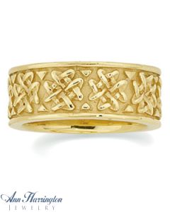 14k Yellow or White Gold Celtic Inspired Wedding Band