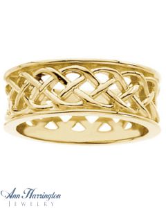 14k Yellow or White Gold Celtic Inspired Wedding Band, E0371