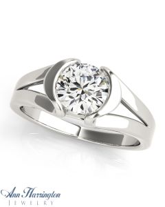14k White Gold Engagement Ring, 6.5 mm Round Setting, E0384