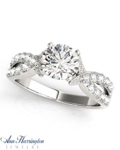 14k White, Yellow or Rose Gold 1/2 ct tw Diamond Antique Style Engagement Ring, Semi Mounting