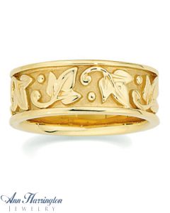 14k Yellow or White Gold Leaf Design Band, E0399