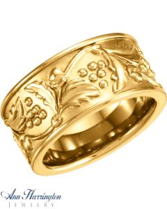 14k Yellow or White Gold Leaf Design Band, E0403