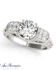 14k White Gold 1/3 ct tw Diamond Engagement Ring, Semi Mounting