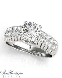 14k White Gold 1/2 ct tw Diamond Antique Style Engagement Ring, Semi Mounting