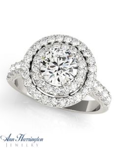 14k White Gold 1 - 1 1/2 ct tw Diamond Antique Style Semi Mount Ring,  6.5, 7, 7.4 & 8.2 mm Setting, E0424