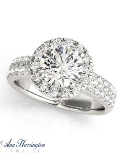 14k White Gold 1/3-3/8 ct tw Diamond Antique Style Engagement Ring,  7, 8.2 & 8.6 mm Semi Setting