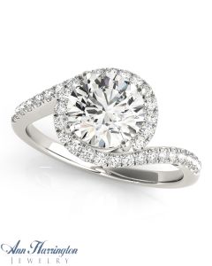 14k White Gold 1/8-1/4 ct tw Diamond Antique Style Engagement Ring, 4.1, 5.8, 6.5 & 7.4 mm Semi Setting, E0426