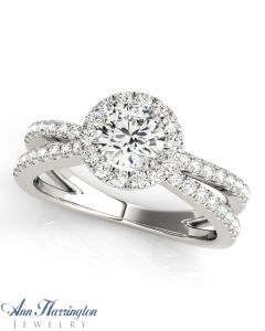 14k White Gold 1/3 - 1/2 ct tw Diamond Semi Mount Split Shank, 5.2, 5.8 and 6.5 mm Ring Setting