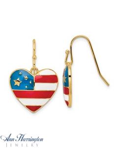 Patriotic Heart and Flag Earrings