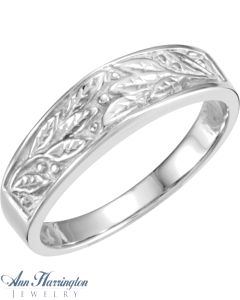 14k White or Yellow Gold Women's & Men's Leaf Design Wedding Band, E117
