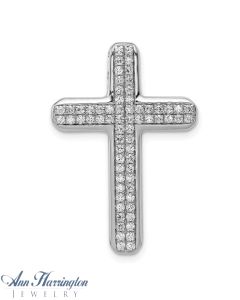 14k White Gold 1/2 ct tw Pave Diamond 18 x 28 mm Latin Cross Pendant