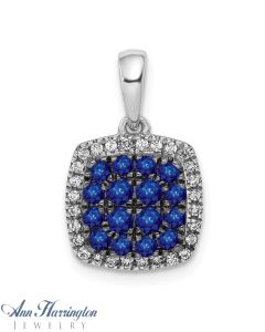 14k White Gold .14 ct tw Diamond and Genuine Sapphire Pendant