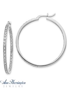 14k White or Yellow Gold .66 ct tw Diamond In and Out Round Hoop Earrings