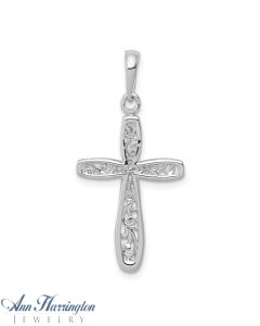 14k White Gold Filigree Cross Pendant
