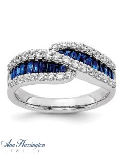 14k White Gold 5/8 ct tw Diamond & Genuine Blue Sapphire Anniversary Band