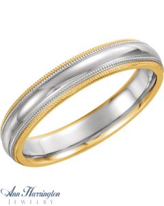 14k 2-Tone 4 mm Women's And Men's Comfort Fit Wedding Band, E954